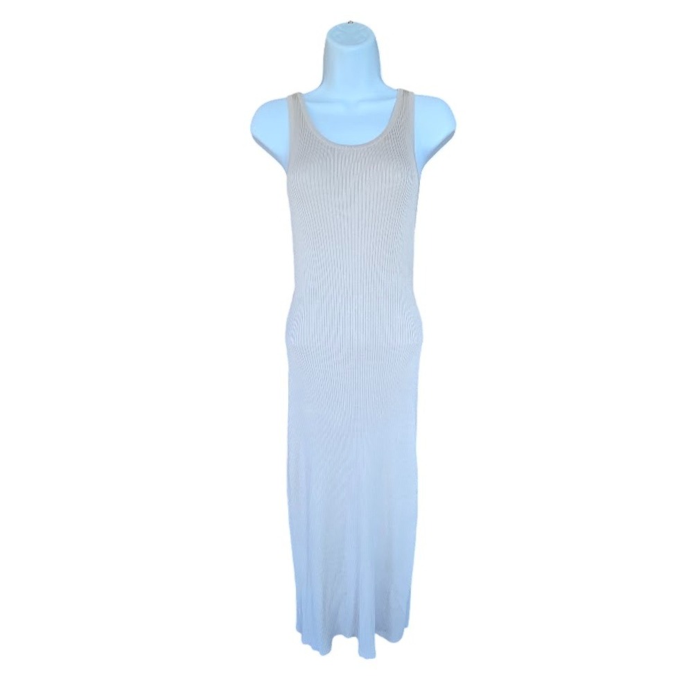 Freshman 1996 Ribbed Twist Back‎ Maxi Dress Women S Beige Neutral Coastal Boho